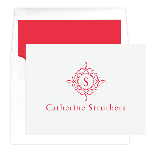 Swirl Initial Folded Note Cards - Letterpress